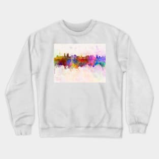 Baku skyline in watercolor background Crewneck Sweatshirt